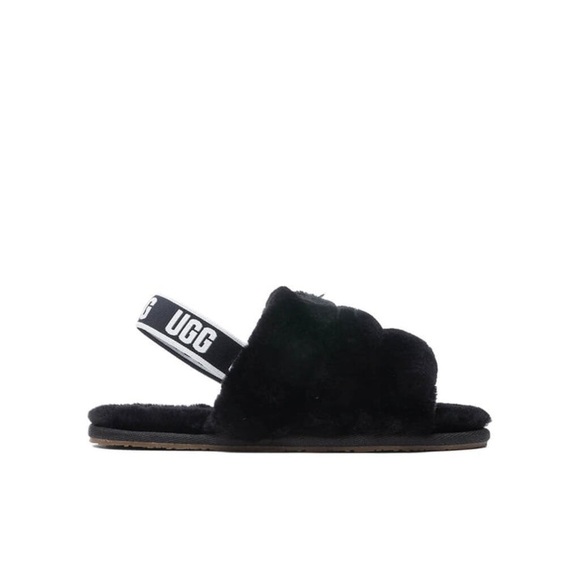 UGG Kids Black Fluff Yeah Slide Fuzzy Slippers‎ Size 12 - Picture 10 of 10